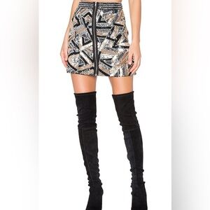 Revolve X By NBD Bethany Sequin Mini Skirt, Size 6, Black Gold Silver, NWT